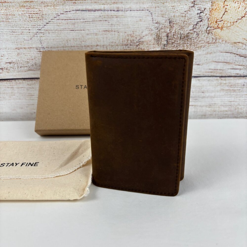 Stay Fine Trifold Wallet Leather Brown Men's